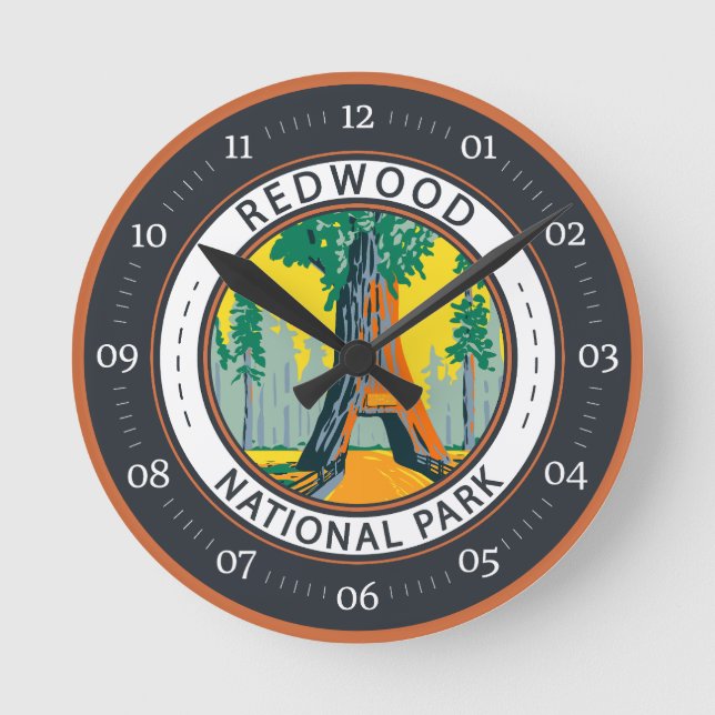 Horloge Ronde Badge d'arbre du chandelier du parc national Redwo (Recto)