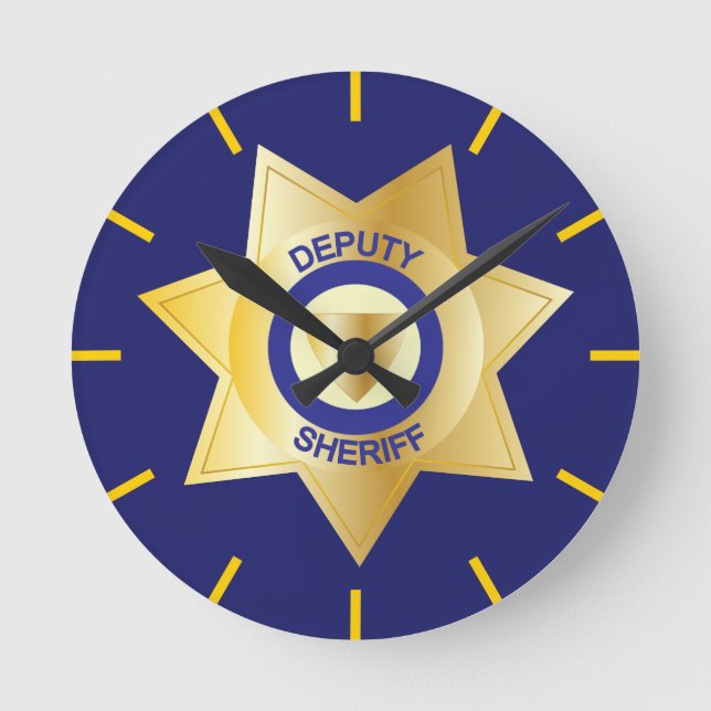 Horloge Ronde Badge Gold Star du shérif adjoint (Recto)