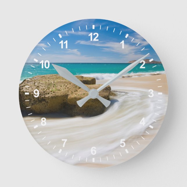 Horloge Ronde Balançoire Sur La Plage (Recto)