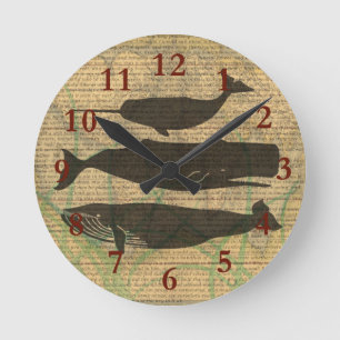 Horloge Ronde Baleine antique Vie marine