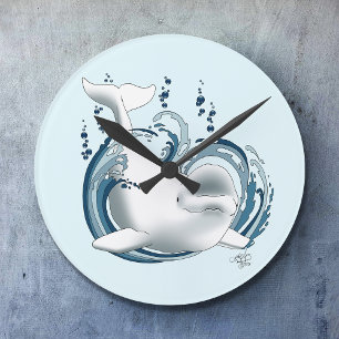 Horloge Ronde Baleine Béluga Bleue