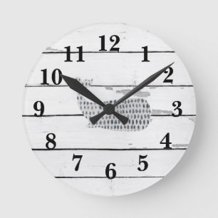 Horloge Ronde Baleine Bleue Nautique Décor Rustique Carré Wa