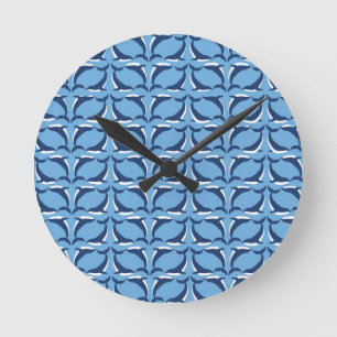Horloge Ronde Baleines Bleues Blanches Yin Yang Animal Marin Océ