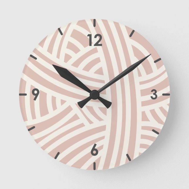 Horloge Ronde Balle Abstraite en fils rose lavé au soleil (Recto)