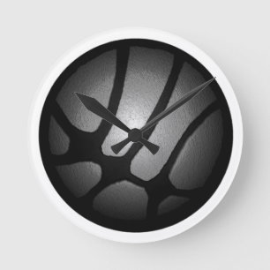 Horloge Ronde Balle de basketball en argent métallique moderne