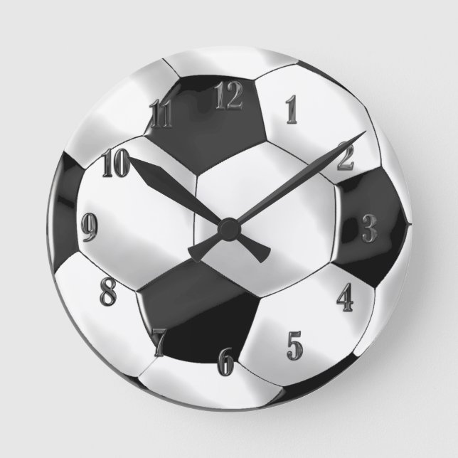 Horloge Ronde Balle de football noir et blanc (Recto)