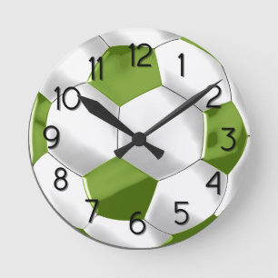 Horloge Ronde Balle de soccer verte et blanche