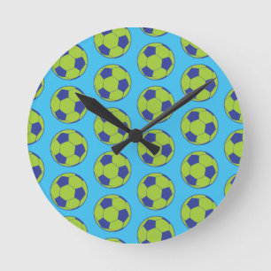 Horloge Ronde Balles de football vertes Amateurs de sports Joueu
