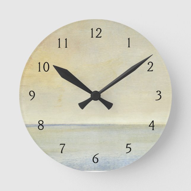 Horloge Ronde Balnéaire avec coucher de soleil Orange (Recto)