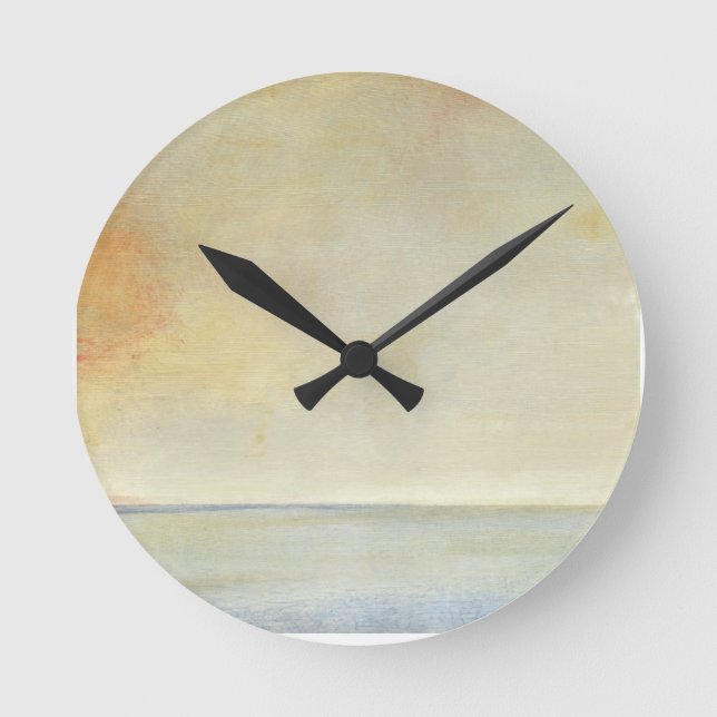 Horloge Ronde Balnéaire avec coucher de soleil Orange (Recto)