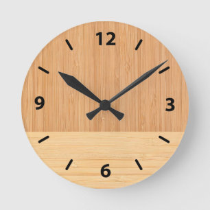 Horloge Ronde Bamboo border Wood Grain Look