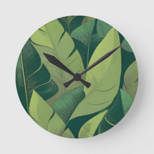 Horloge Ronde Bananarama Feuilles hawaïens de bananes