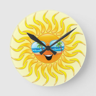 Horloge Ronde Bande dessinée de Sun d'été avec l'horloge de