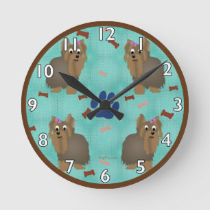Horloge Ronde Bande dessinée Yorkshire Terrier