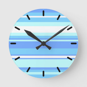 Horloge Ronde Bandes bleu ciel