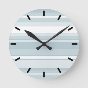 Horloge Ronde Bandes bleu glace