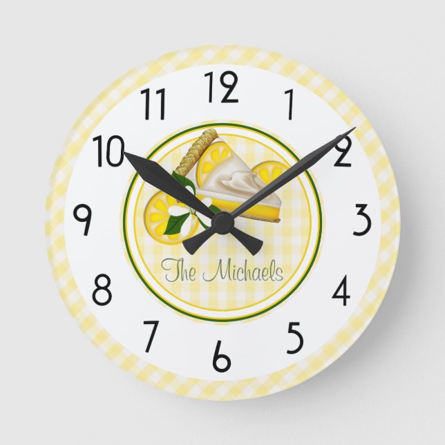 Horloge Ronde Bandes et chèques jaunes et verts (Recto)