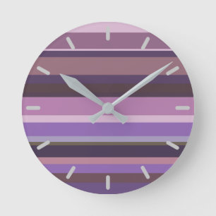 Horloge Ronde Bandes horizontales mauves