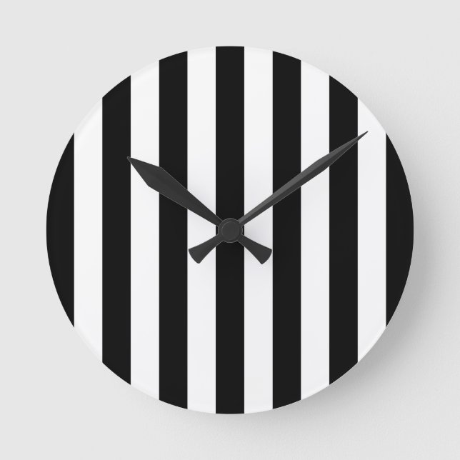 Horloge Ronde Bandes Verticales Noires Et Blanches (Recto)