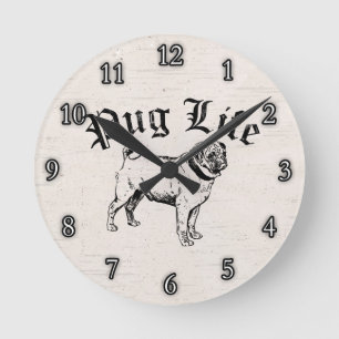 Horloge Ronde Bandit drôle de chien de la vie de carlin