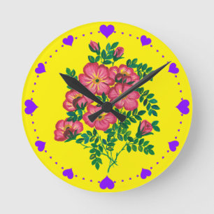 Horloge Ronde Banquet de fleurs roses