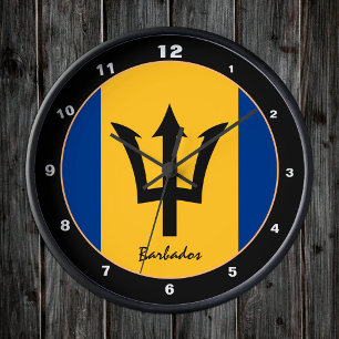 Horloge Ronde Barbados Flag & Barbados trendy fashion /design