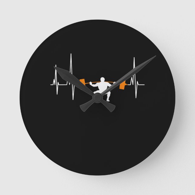 Horloge Ronde Barbell Weightlifting Heartbeat (Recto)