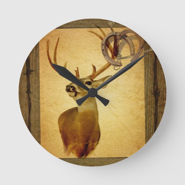 Horloge Ronde Barn wood buck white (Recto)