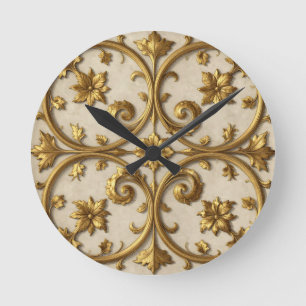 Horloge Ronde Baroque Orné Filigrane Doré