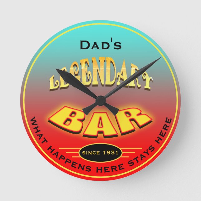 Horloge Ronde Barre légendaire papa ou tout nom - (Recto)