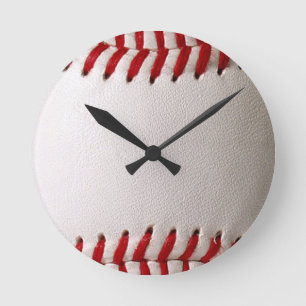 Horloge Ronde Baseball et Softball Couture Rouge