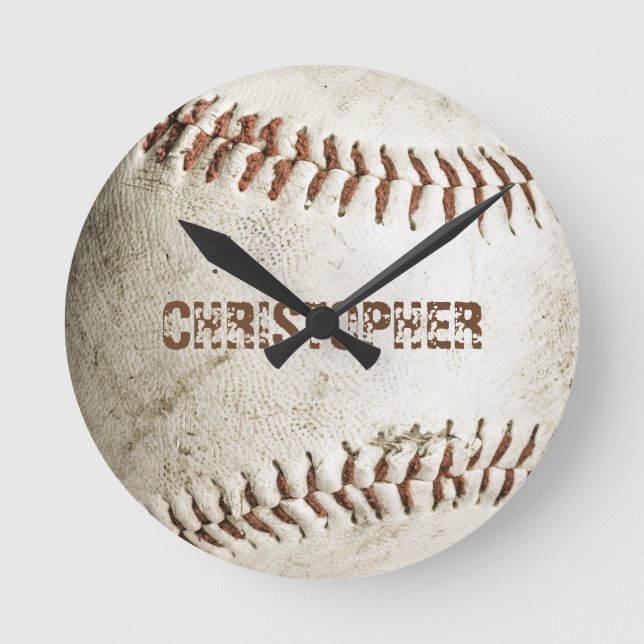 Horloge Ronde Baseball Vintage personnalisé (Recto)