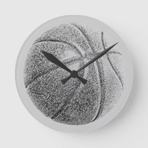 Horloge Ronde Basket-ball avec effet crayon