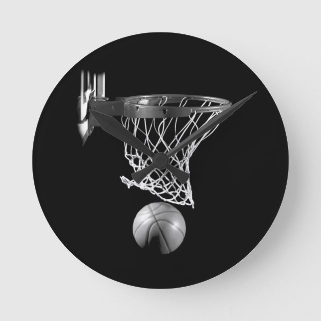 Horloge Ronde Basket-ball noir et blanc (Recto)