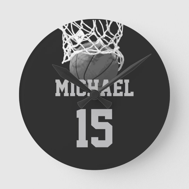 Horloge Ronde Basket-ball Votre nom (Recto)