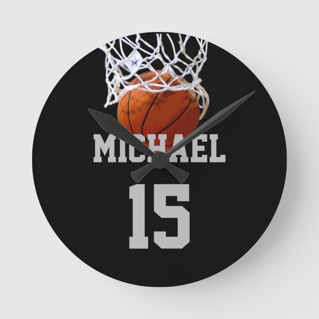 Horloge Ronde Basket-ball Votre nom (Recto)