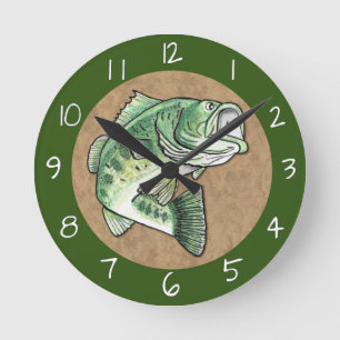 Horloge Ronde Basse de saut à grande bouche Pêche