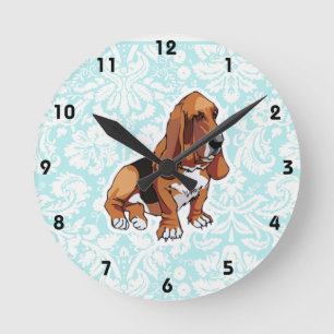 Horloge Ronde Basset Hound; cute