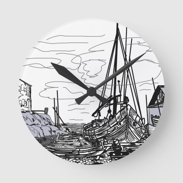 Horloge Ronde bateaux en mer (Recto)