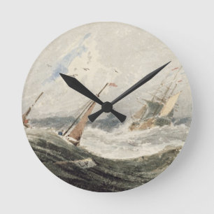 Horloge Ronde Bateaux sur une mer tempétueuse (avec c sur graphi