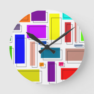 Horloge Ronde Bauhaus Rectangles