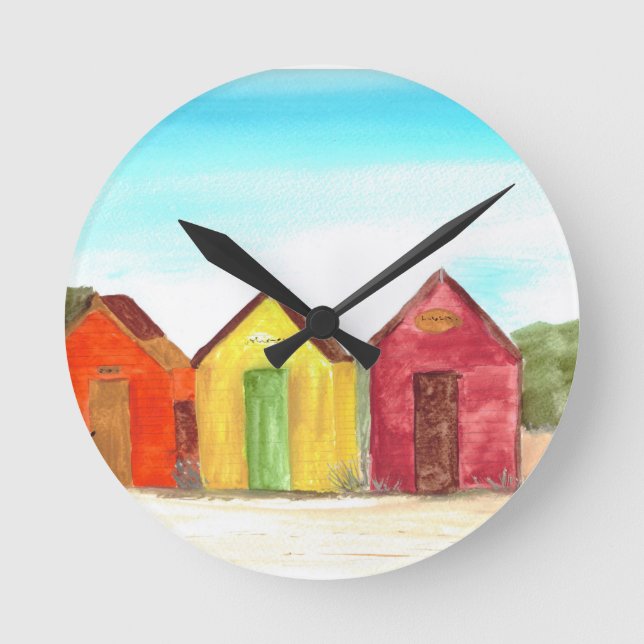 Horloge Ronde Beach cases plage mer couleur de l'eau de mer colo (Recto)
