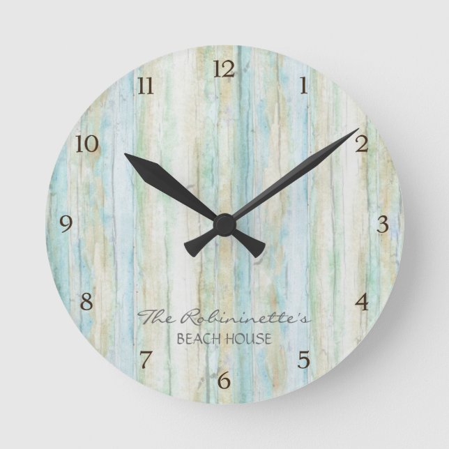 Horloge Ronde Beach House Driftwood Ocean Coastore (Recto)