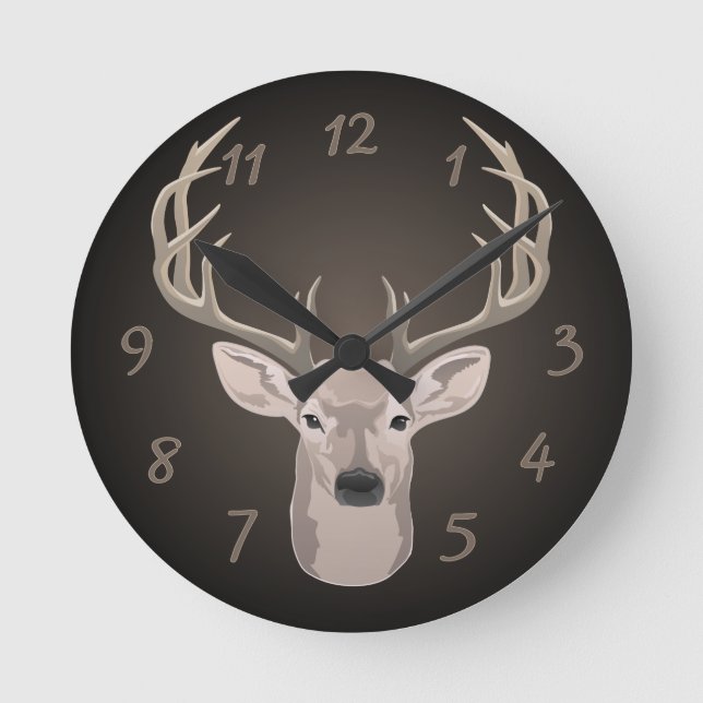 Horloge Ronde Beau buck avec gros bois (Recto)