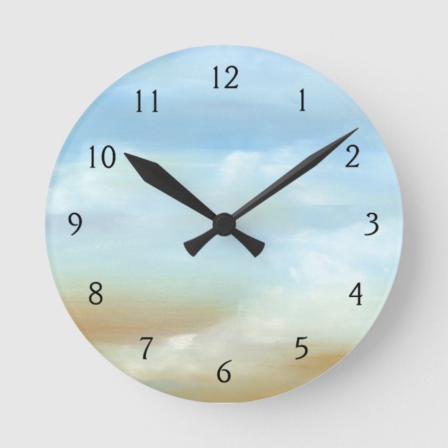 Horloge Ronde Beau ciel avec les nuages pelucheux (Recto)