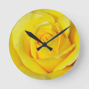 Horloge Ronde Beau pétales de rose jaune