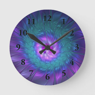 Horloge Ronde Beauté florale abstraite Art fractal coloré Fleur