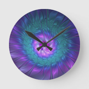 Horloge Ronde Beauté florale Abstraite Fleur d'art fractionnée c