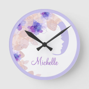 Horloge Ronde Beautiful Lady Monogram Wall Decor Clocks