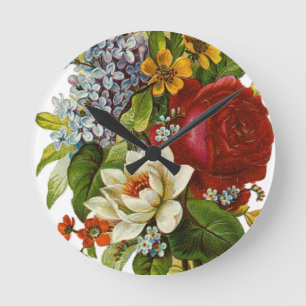 Horloge Ronde Beautiful Romantic Summer Bouquet with Red Rose